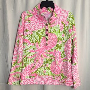 Lilly Pulitzer Captain Popover Pink Sunset Home Slice Pink‎ Green Pineapples M
